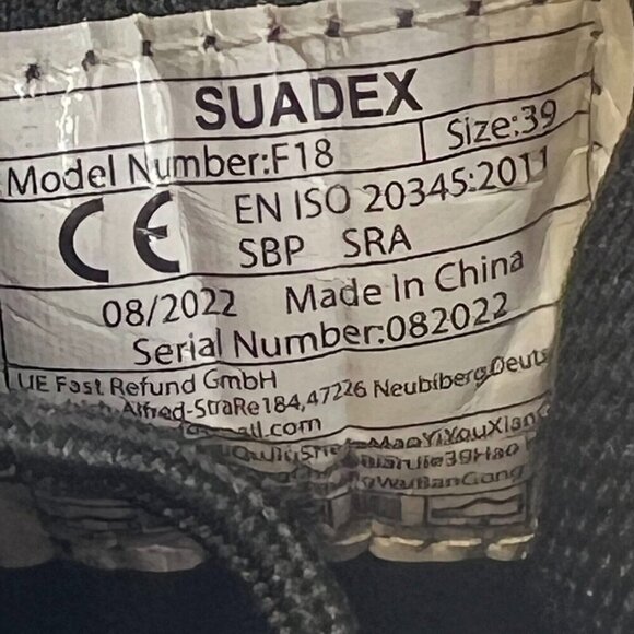 Suadex Mens F18 Black Indestructible Steel Toe Lace Up Size 7 Work Safety Shoes - Picture 9 of 9